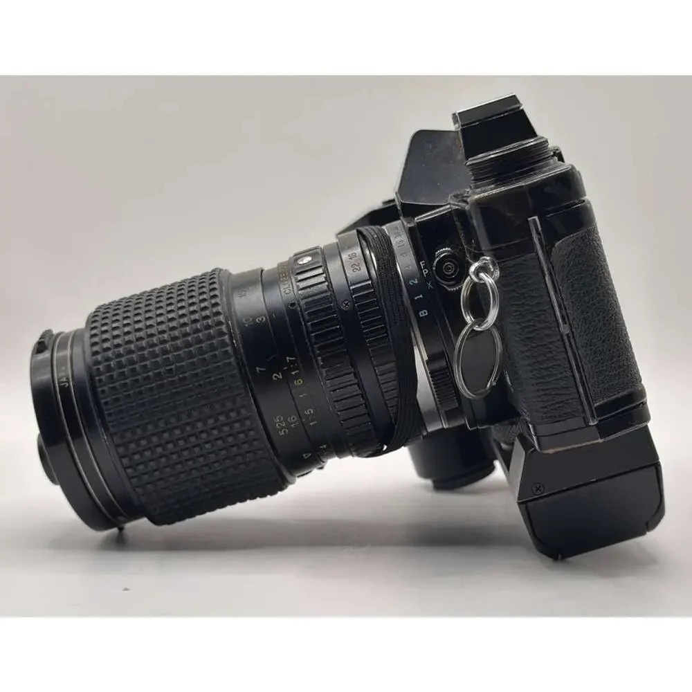 Olympus OM-1 35mm Film Camera w/ Tokina 35-105mm Lens Winder Case Tested Works